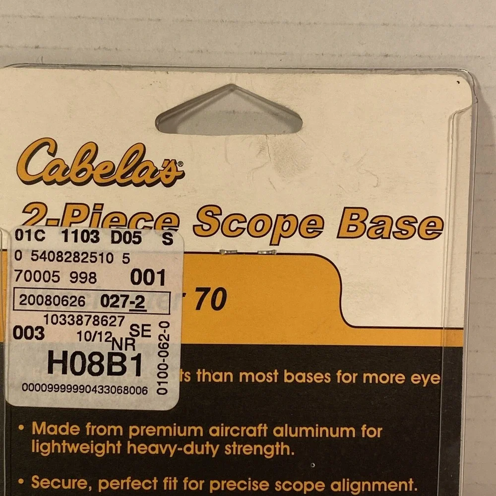 Cabela's 2 Piece Scope Base For Winchester 70 Matte Black Aluminum NIP‎